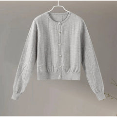 Aiertu  -  Slim Knit Single Breasted Cardigans Women Elegant O-neck Long Sleeves Short Sweater 2026 Autumn New Female Chic Top Streetwear Aiertu