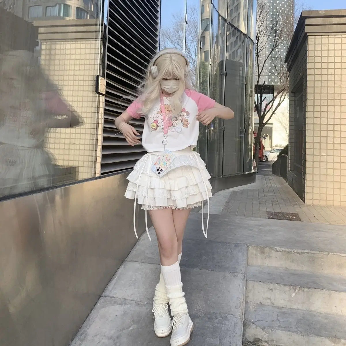 Aiertu New Kawaii Lace Mini Skirt for Women Girl Cute Lolita White A-line Pleated White Skirt Japanese Harajuku Fashion Clothing Aiertu