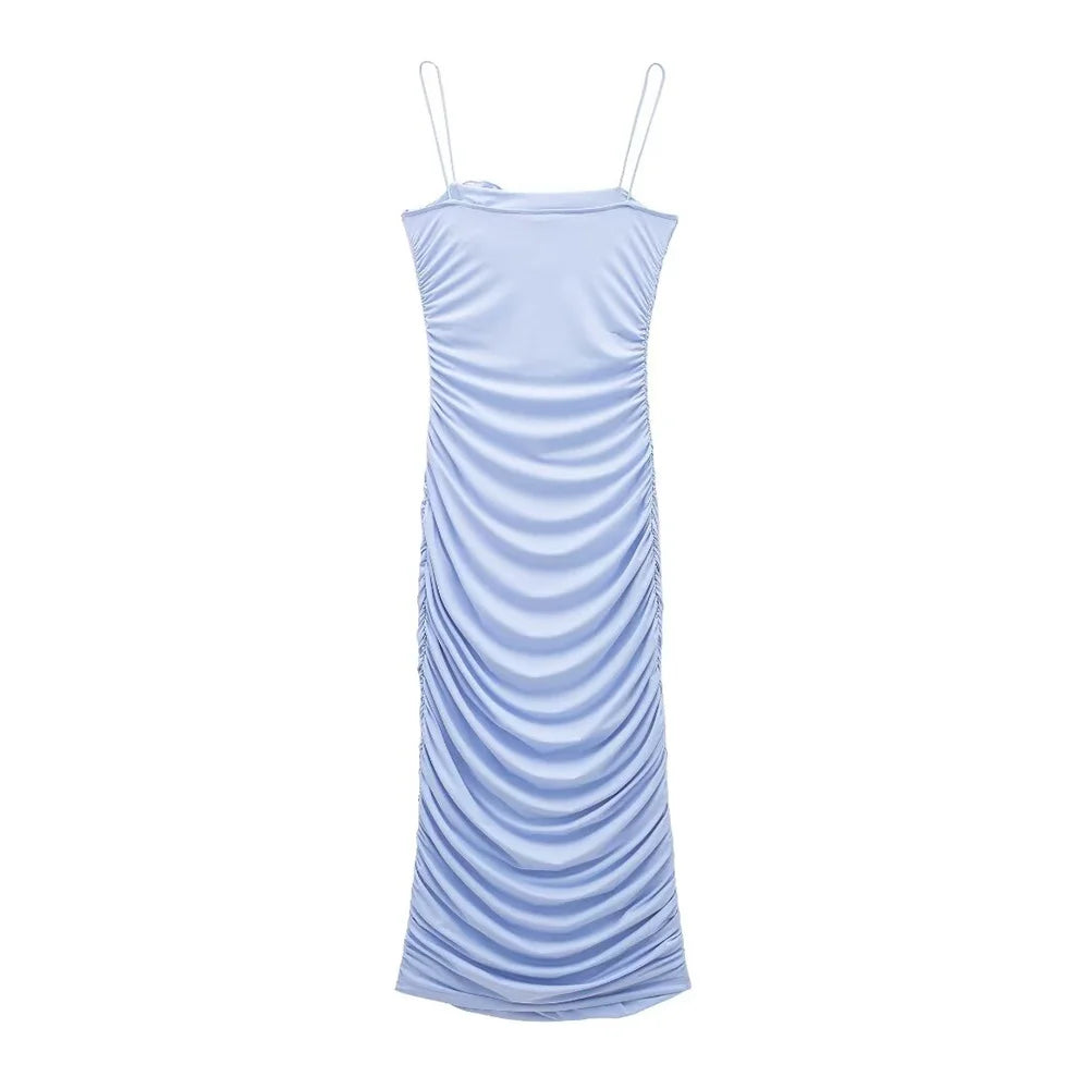 Aiertu  -  European And American Style Summer Women's New Fashionable And Casual Solid Color Sleeveless Slim Fit Pleated Dress Aiertu
