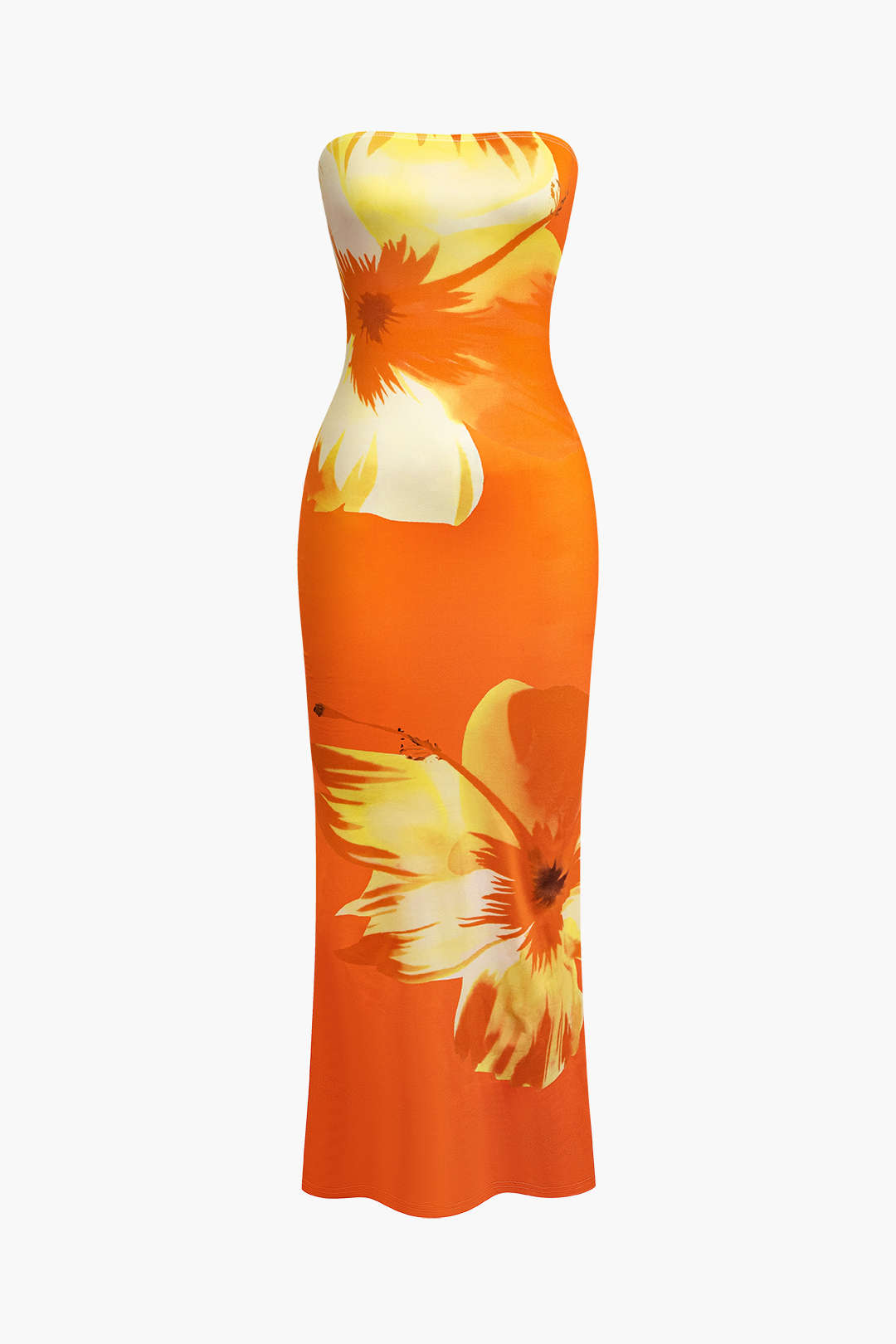 Aiertu  Sunny Floral Cascade Strapless Midi Dress Aiertu