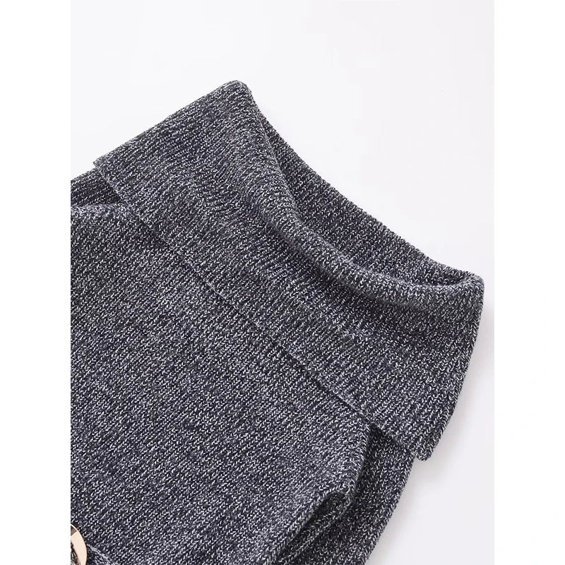 Aiertu  -  High Street Women Sexy Off Shoulder Knit Sweater Long Sleeve With Belt Slim Gray Pullover Female Autumn Winter Knitwear Aiertu