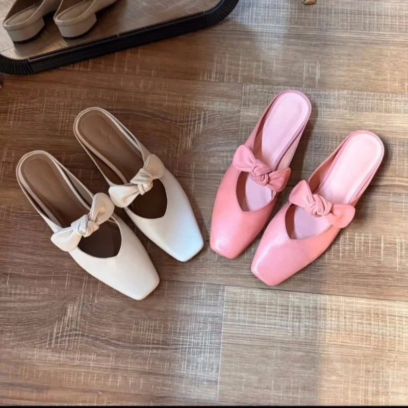 Aiertu  -  Summer Butterfly-knot Women Mules Slippers Fashion Shallow Slip on Singbacks Shoes Ladies Elegant Party Dress Slides Aiertu