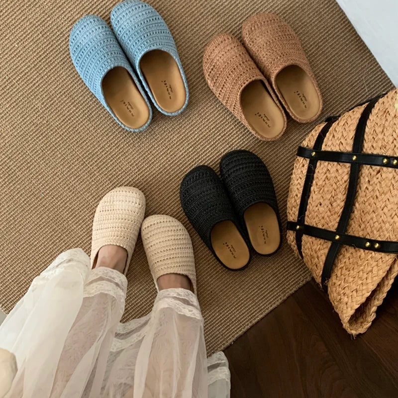 Aiertu  -  Summer Breathable Hollow Out Women Mules Slippers Fashion Slip On Singbacks Shoes Ladies Casual Dress Slides Aiertu