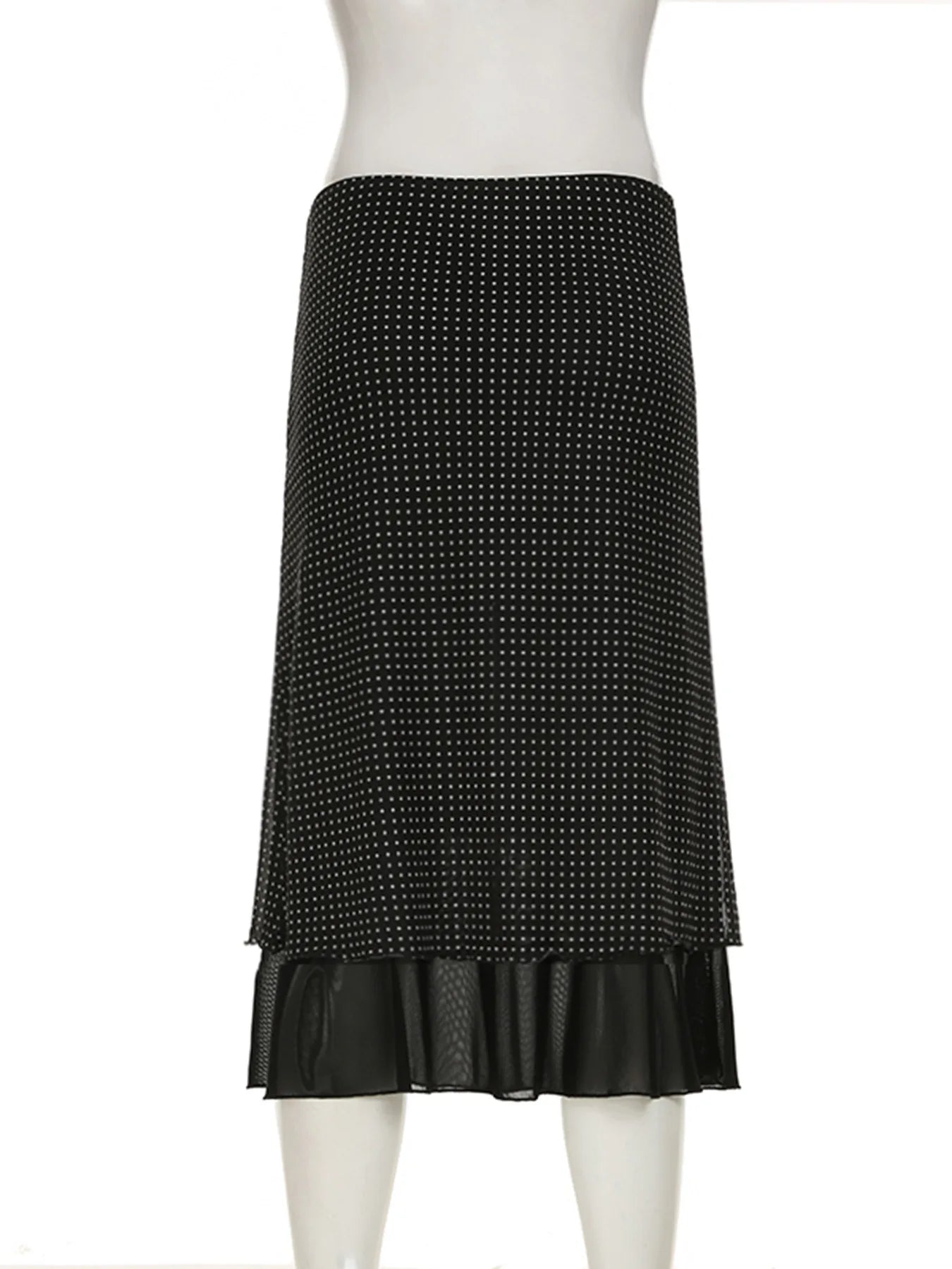 Aiertu  -  Polka Dot Print Double Mesh Skirt For Women Hip-covered Straight Long Skirt Summer New High Waist Casual Female Skirts Aiertu