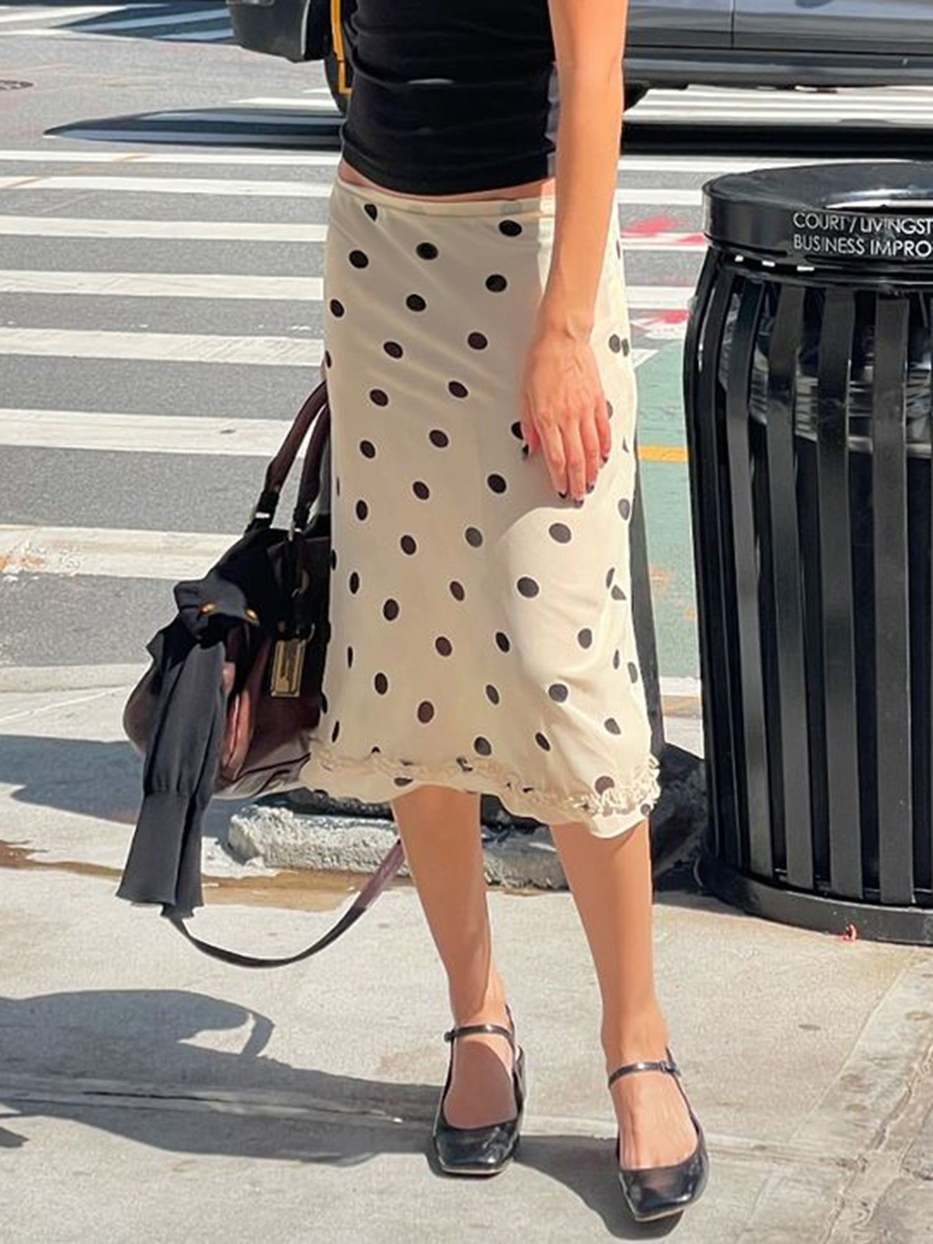 Aiertu - summer inspo Elegant England Style Dot Print Women Mid-Length Skirt  Edible Free Fungus Simple High Fashion Women Long Skirt Aiertu