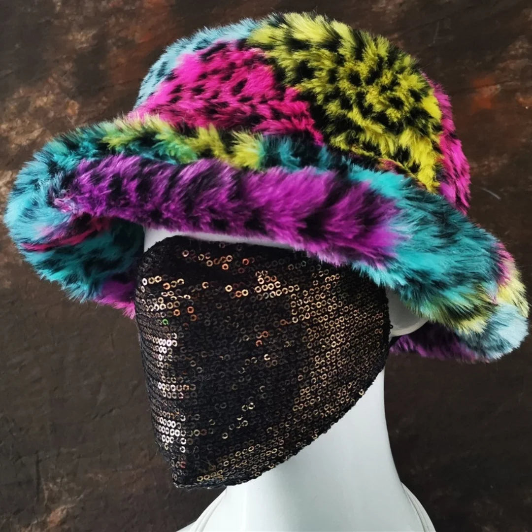 Aiertu  -  Winter 58-60cm XL Faux Fur Bucket Hat For Women Outdoor Warm Luxury Oversize Fisherman Hat Girl Trendy Party Long Fur Panama Cap Aiertu