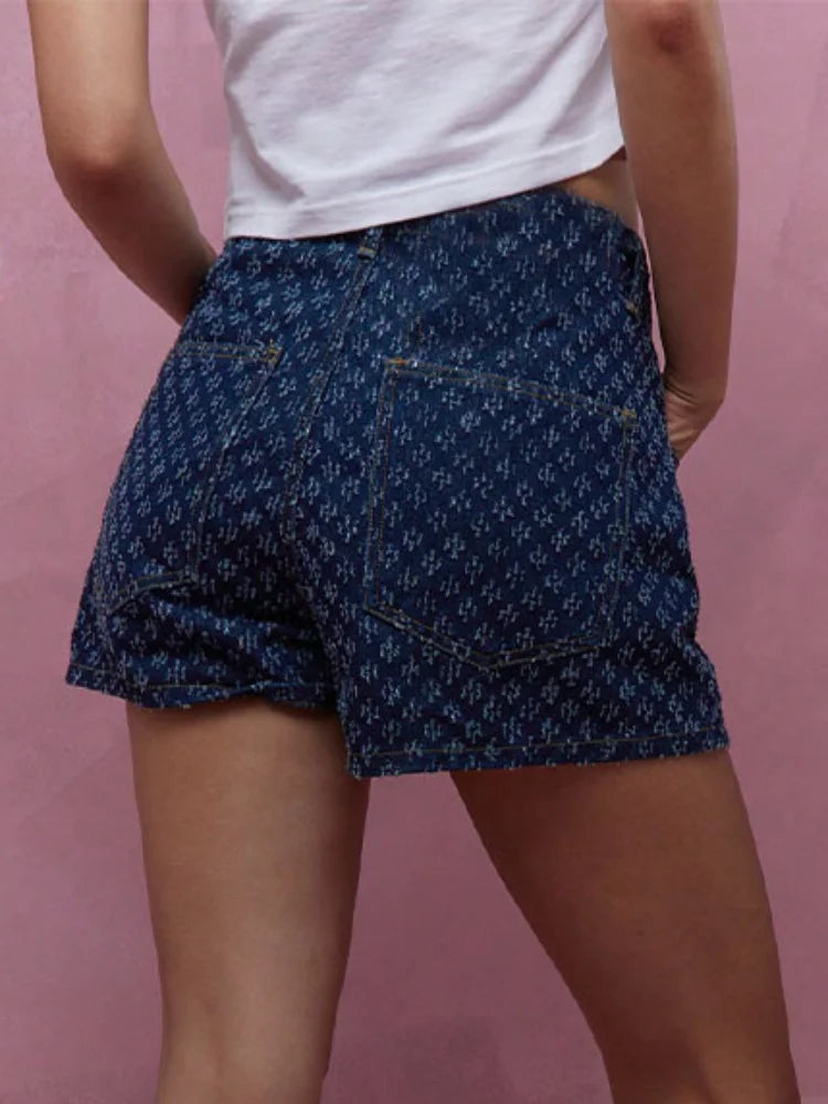 Aiertu  -  Women Casual Denim Short Retro Fashion Dark Color Lace-up Tow Pockets Mini Pants Summer Commuting Street Leisurewear Aiertu