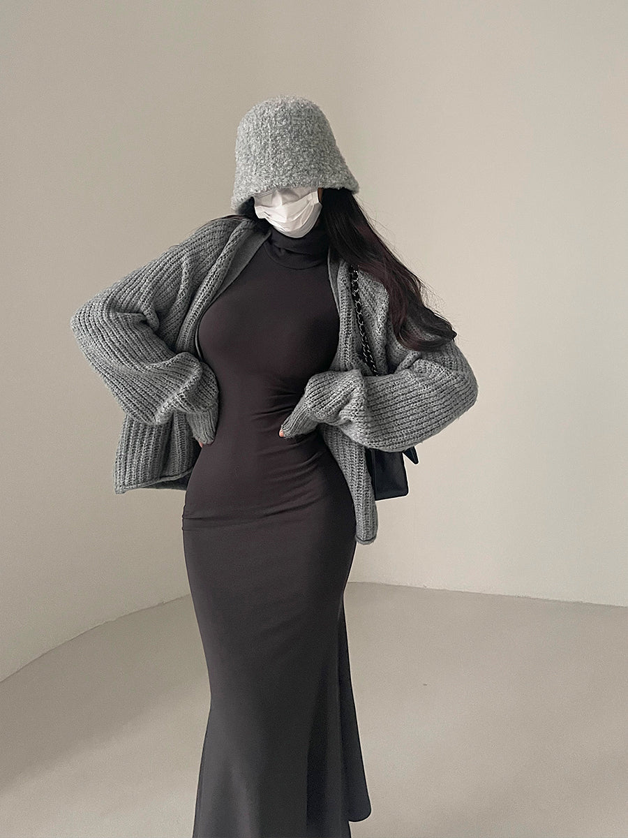 Aiertu Solid Color Long Sleeve Knitted Long Sleeve Button Up Sweater Aiertu
