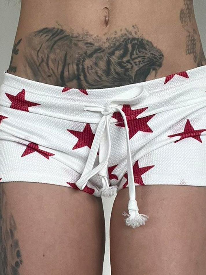 Aiertu  -Star Print Drawstring Low-Waist Shorts aiertu