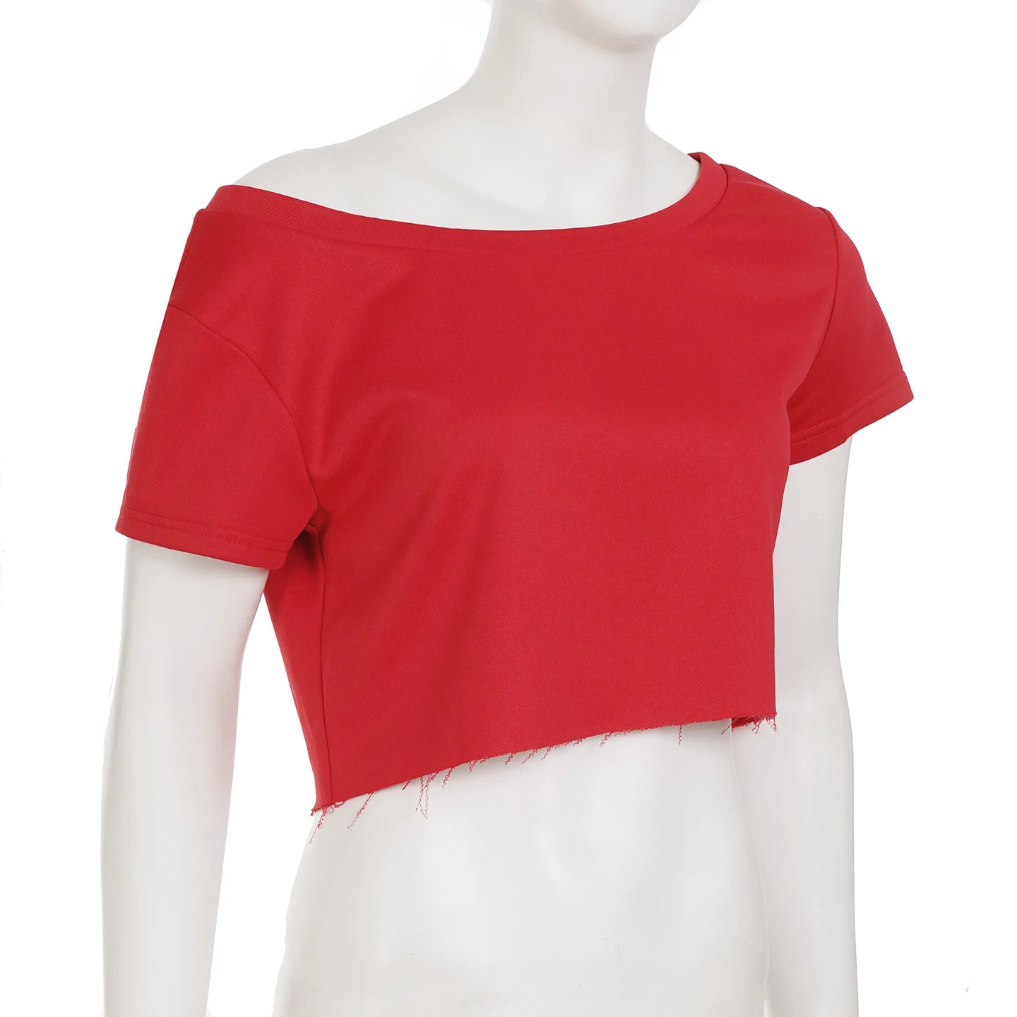 Aiertu  -  Summer Basic Loose Cropped Top Women Solid Short Sleeve Asymmetric Tee Shirts Streetwear y2k Basic T-shirts Vintage 90s Aiertu
