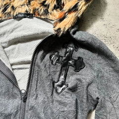 Aiertu  -  Y2k Hip-hop Street Sportswear American Slim Cross Patch Fashionable Women's Hooded Cardigan Retro Hooded Sweater Aiertu