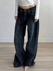 Aiertu  -  Grunge Vintage Streetwear Low Waist Wide Leg Pants American Retro Sexy Fashion Casual Pockets Loose Jeans E-girl 2025 Aiertu
