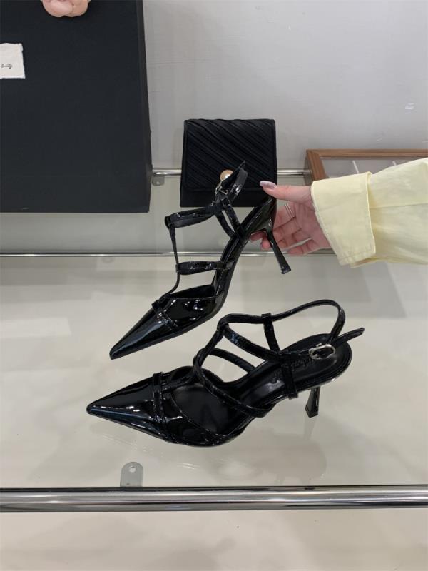 Aiertu  Retro Woman Shoes Closed Toe Sandals Summer Heels Buckle Original Stiletto Leather Girls Pointed Strap High Pumps Scandals Paten Aiertu