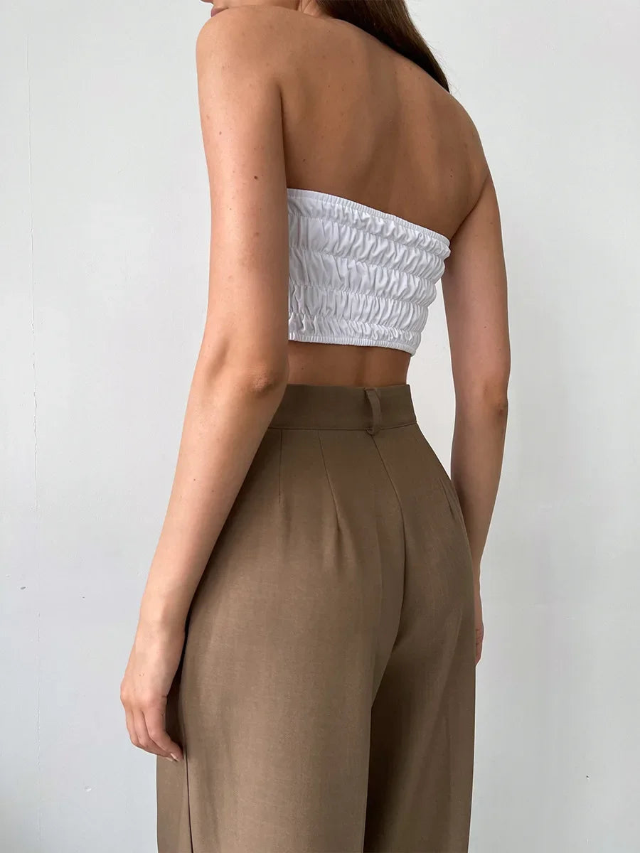 Aiertu  -  Summer New Loose High Waisted Pants Spring Women's Office Lady Retro Wide Leg Pants Temperament Slim Fit Suit Pants Aiertu