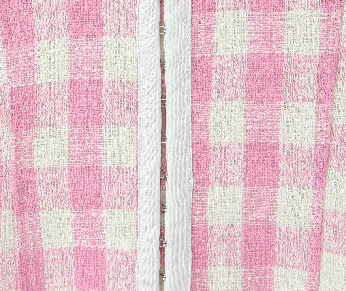 Aiertu  -  Sexy Gingham Pink Plaid Spliced Wood ears Lace Halter Dress Women V neck Slim Low Waist Swing Ball Gown Short Dresses Robe Aiertu
