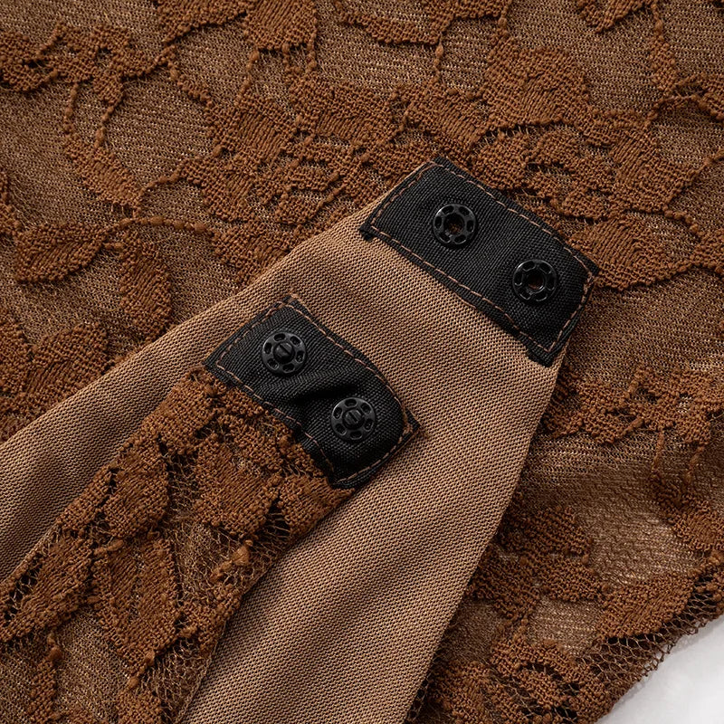 Aiertu  -  New Brown Lace Print High Waist Long Skirt Suit Women Sexy Off Shoulder Slim Short 2 Piece Set Summer New Party Holiday Outfits Aiertu