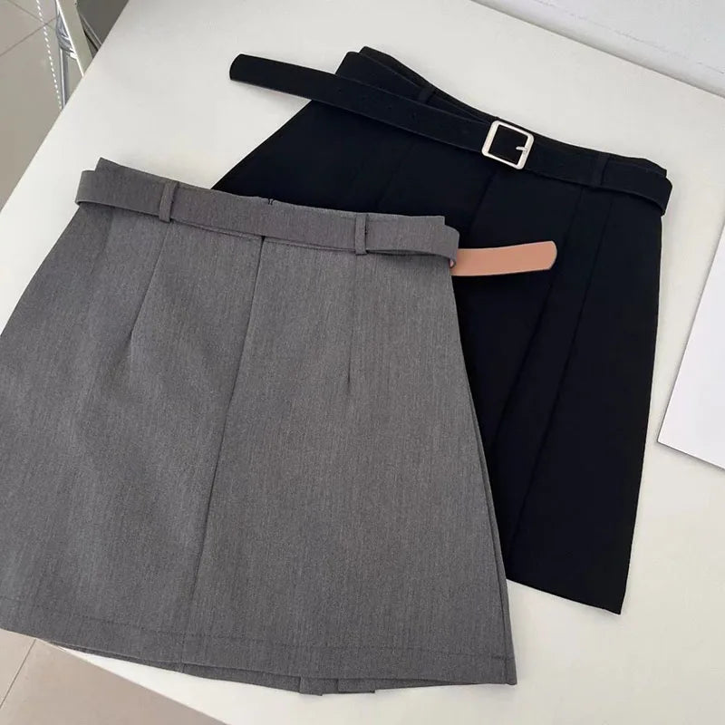Aiertu Preppy Style A-Line Skirt for Women Summer New High Waist Black Gray Pleated Skirts Female Casual Student Mini Skirts Aiertu
