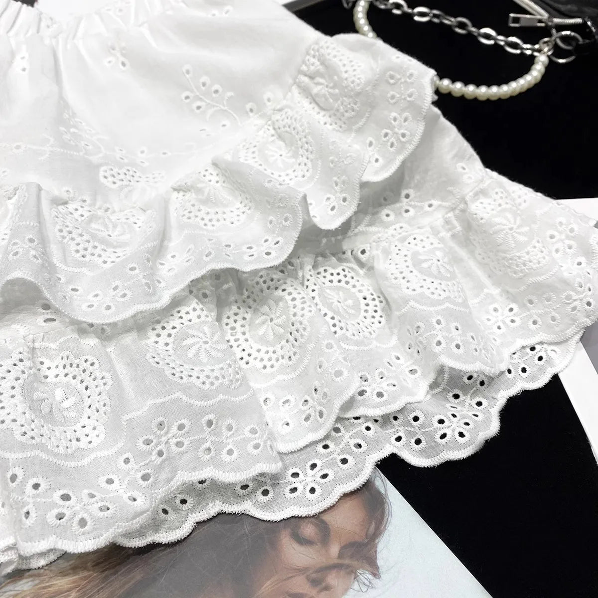 Aiertu  -  Summer Korean fashion mini skirts kawaii vintage clothes cute white lace skirts for woman high waist ruffle skirts embroideryed Aiertu