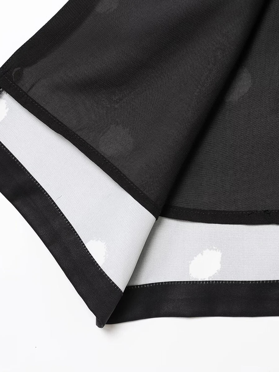 Aiertu  -  Polka Dot Print Black Midi Skirt Women High Waist Folds Elegant Slim Split Long Skirts Summer New Vintage Casual Fashion Faldas Aiertu