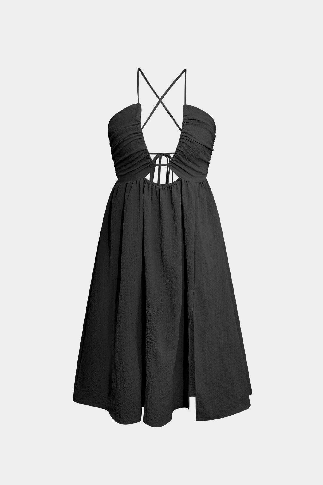 Aiertu  Backless V-neck Slit Midi Dress Aiertu