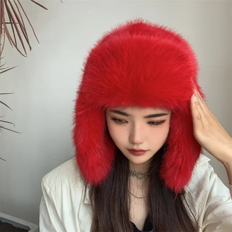 Aiertu  -  Bucket Hat Purple Winter New Candy Color Faux Fur Y2k Warm Plush Basin Hat Unisex Bucket Hat Hat Hats for Women Aiertu