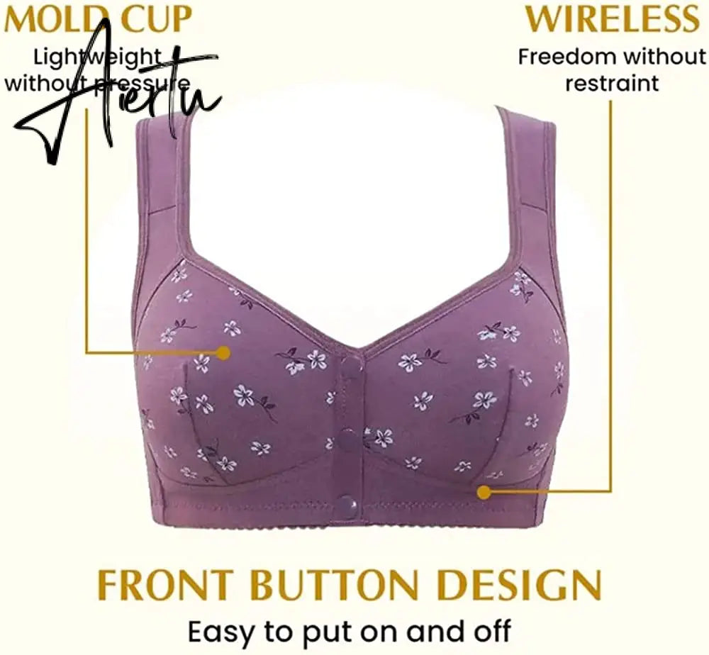 Charm Daisy Bras Front Snaps Women's Wire-Free Front Button Closure Bra Support Bra Comfortable Easy Close Sports Bras Plus Size Aiertu
