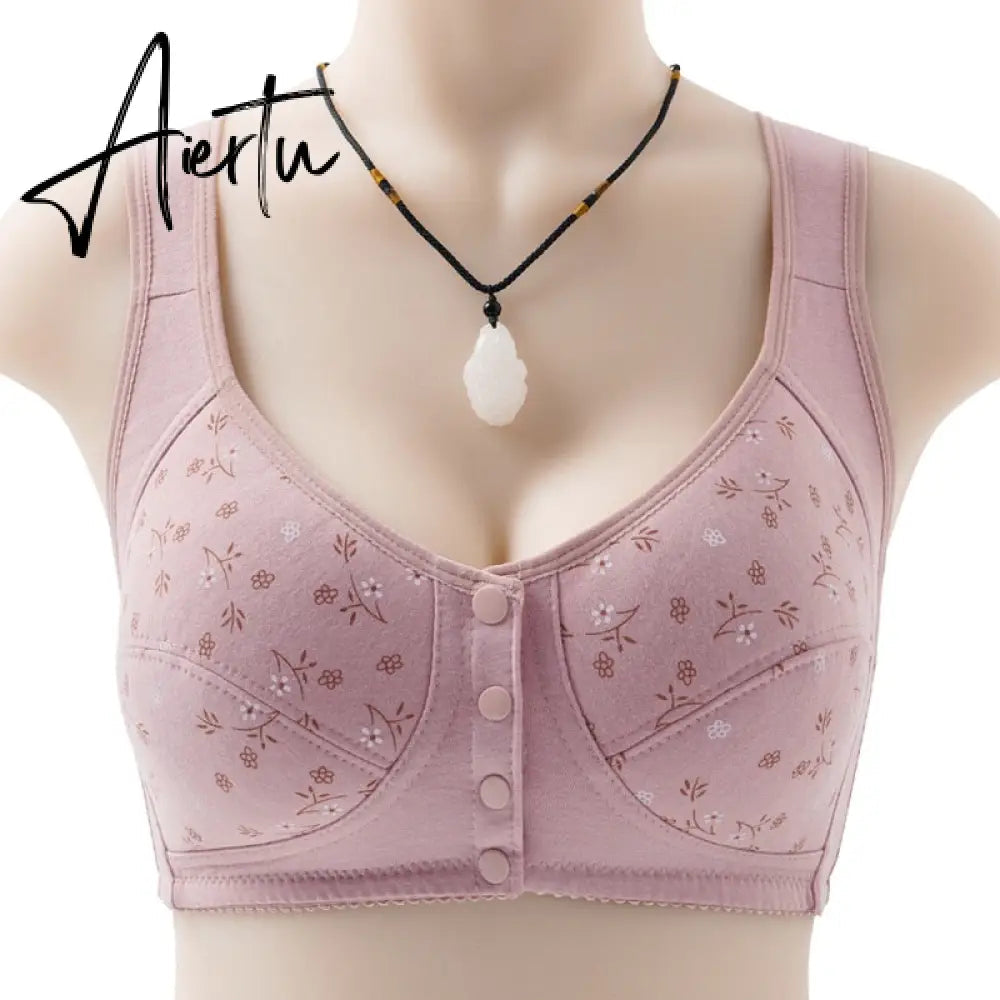 Charm Daisy Bras Front Snaps Women's Wire-Free Front Button Closure Bra Support Bra Comfortable Easy Close Sports Bras Plus Size Aiertu