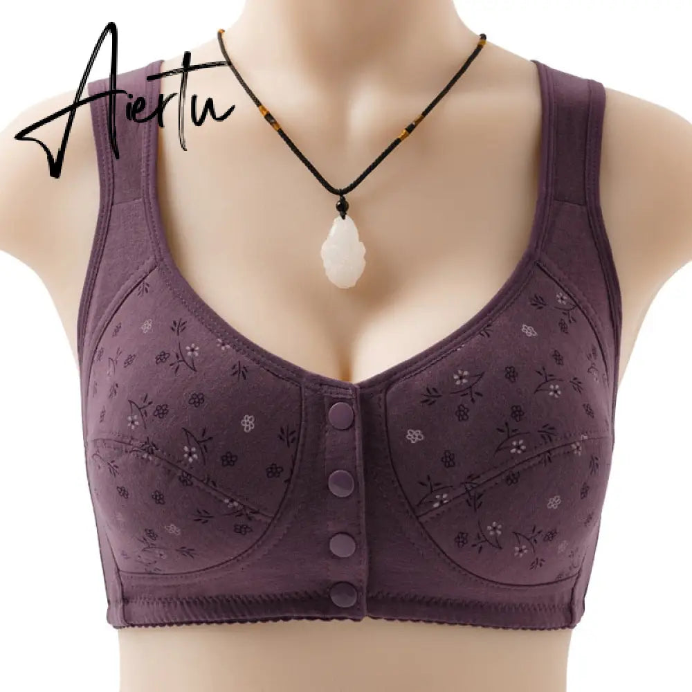 Charm Daisy Bras Front Snaps Women's Wire-Free Front Button Closure Bra Support Bra Comfortable Easy Close Sports Bras Plus Size Aiertu