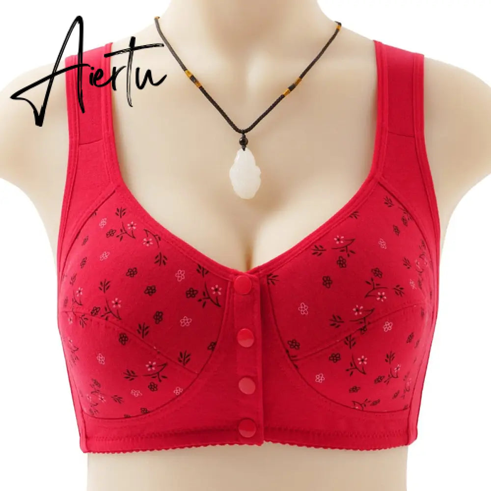 Charm Daisy Bras Front Snaps Women's Wire-Free Front Button Closure Bra Support Bra Comfortable Easy Close Sports Bras Plus Size Aiertu
