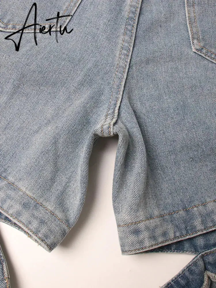Chic Spliced Zipper Jeans For Women High Waist Patchwork Pockets Cut Out Casual Jean Female Fashion Clothing Aiertu