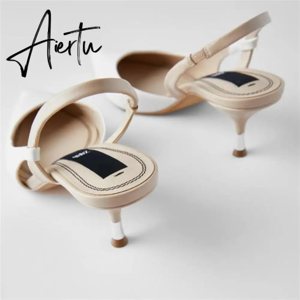 Classic Pointed Toe Stiletto Sandals Women New Metal Heel Stiletto Sandals Formal Wear Professional Women's Shoes Black Aiertu