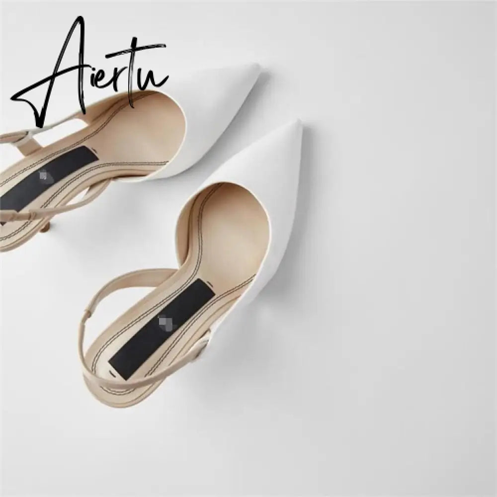 Classic Pointed Toe Stiletto Sandals Women New Metal Heel Stiletto Sandals Formal Wear Professional Women's Shoes Black Aiertu