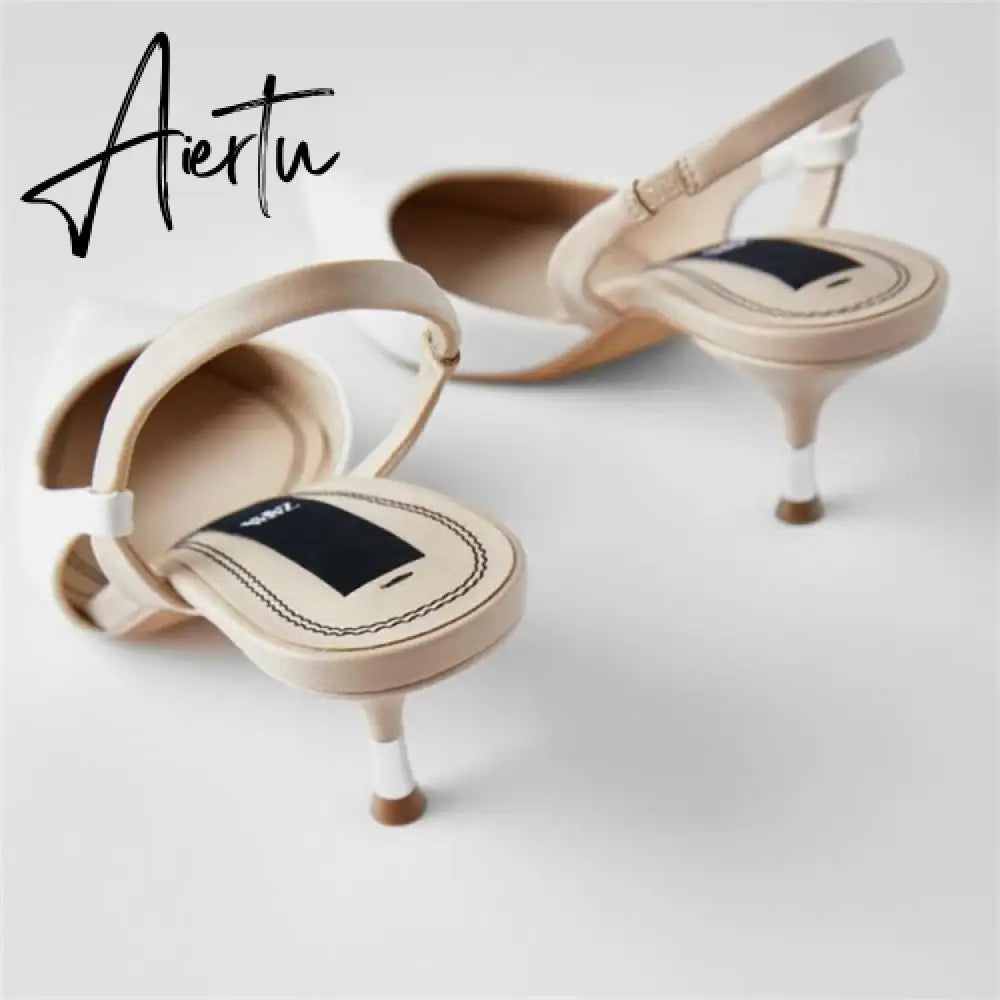 Classic Pointed Toe Stiletto Sandals Women New Metal Heel Stiletto Sandals Formal Wear Professional Women's Shoes Black Aiertu