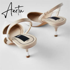Classic Pointed Toe Stiletto Sandals Women New Metal Heel Stiletto Sandals Formal Wear Professional Women's Shoes Black Aiertu