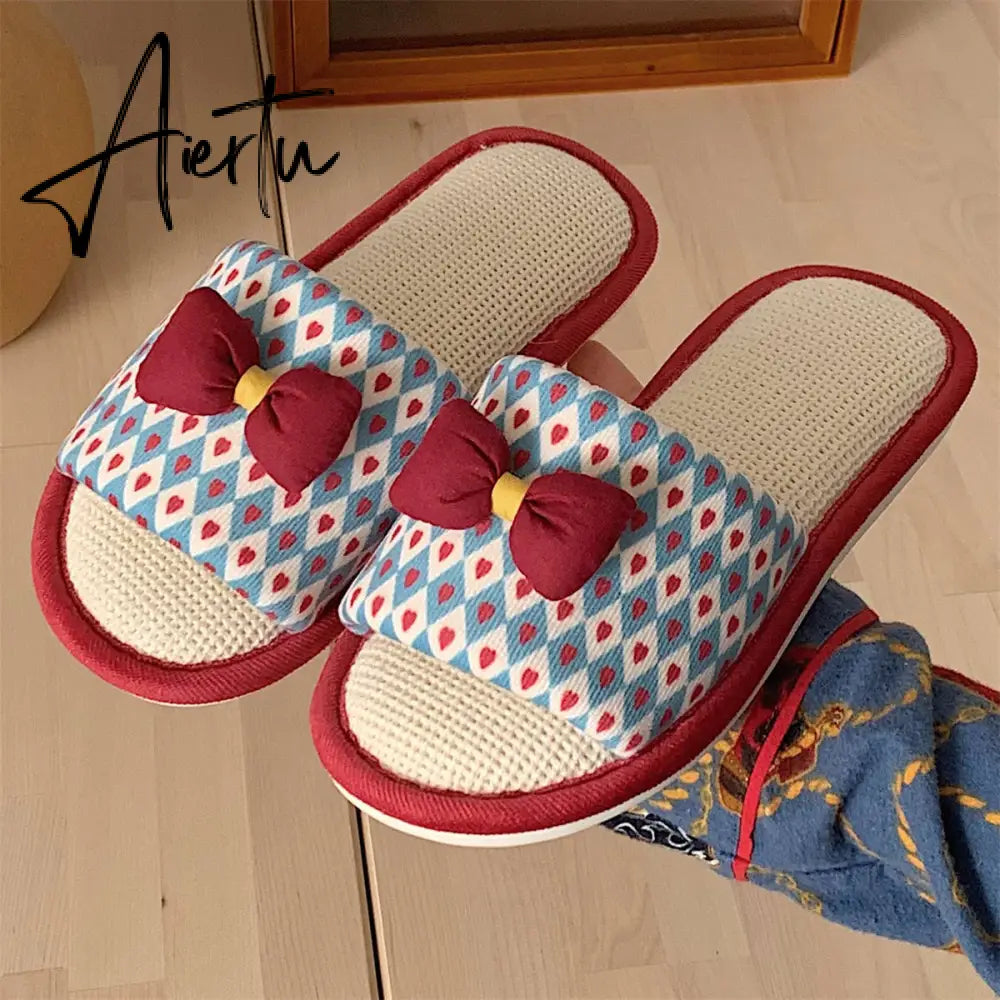 Cute Strawberry Plush Slippers Autumn House Slides Female Flip Flops Women Slippers Winter Home Warm Furry Linen Slippers Women Aiertu