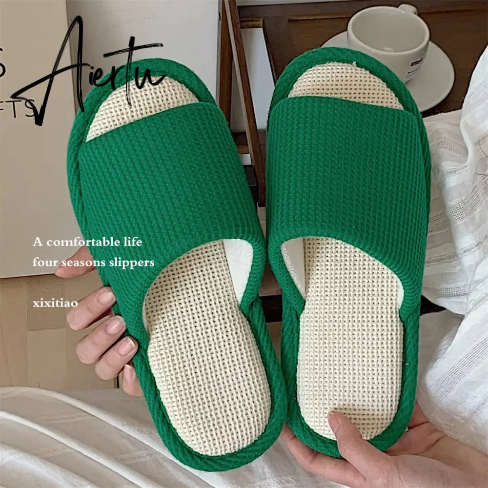 Cute Strawberry Plush Slippers Autumn House Slides Female Flip Flops Women Slippers Winter Home Warm Furry Linen Slippers Women Aiertu
