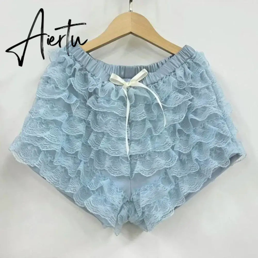 Cutest Vintage Japanese Style Frill Lace Shorts Coquette Y2K Fairy 00s Retro Kawaii Multi-layers Ruffles Bloomers Women Costume Aiertu