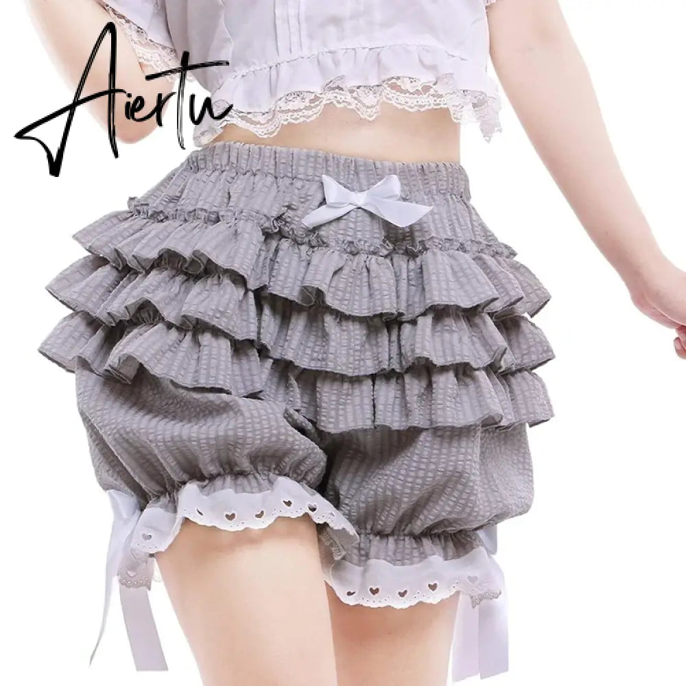 Cutest Vintage Japanese Style Frill Lace Shorts Coquette Y2K Fairy 00s Retro Kawaii Multi-layers Ruffles Bloomers Women Costume Aiertu