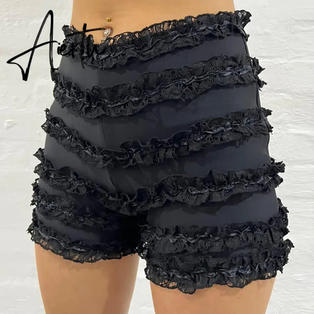 Cutest Vintage Japanese Style Frill Lace Shorts Coquette Y2K Fairy 00s Retro Kawaii Multi-layers Ruffles Bloomers Women Costume Aiertu