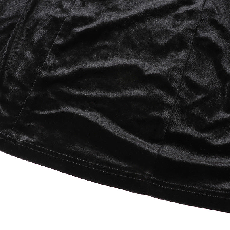 Aiertu - Waist Suede Flared Sleeve Wrap Chest Hepburn Dress Aiertu