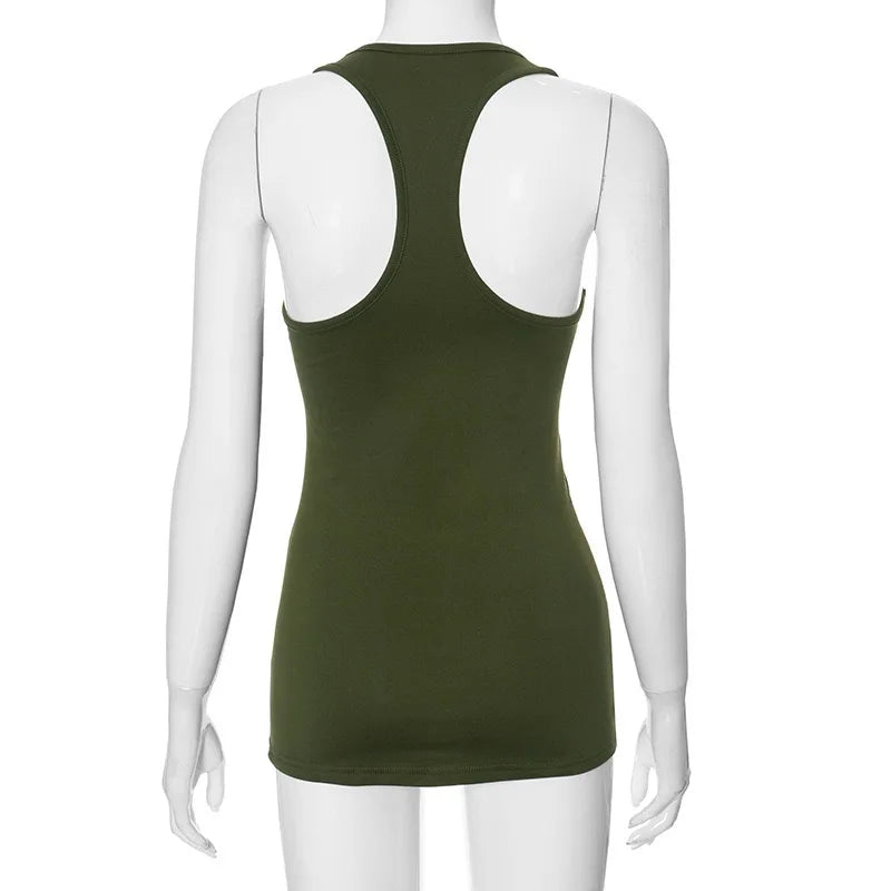 Aiertu  -  U Neck Spaghetti Strap Sleeveless Green Slim Fit Camisole Crop Top Sexy Spicy Girls Summer New Arrivals Streetwear Aiertu