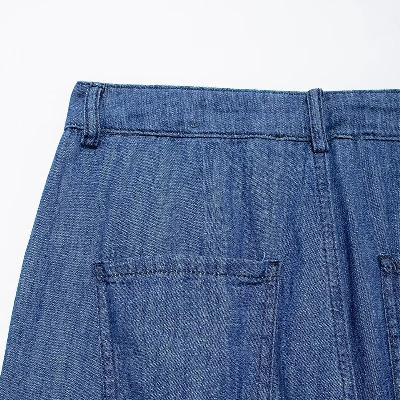Aiertu  -  Elegant Women's Baggy Jeans Fashion High Waist Pocket Wide Leg Female Trouser 2025 Spring Lady Casual All-match Denim Pant New Aiertu