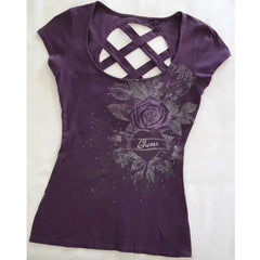 Aiertu  -  Retro Gothic new printed purple back hollow women T-shirt Y2k slim fit and slim summer fashion design short top Aiertu