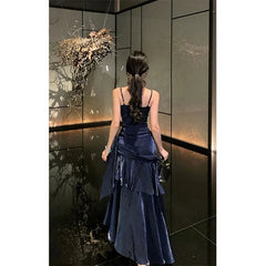 Aiertu  Vintage Long Dress Women Party Prom Sexy Spaghetti Strap Maxi Dresses Elegant Ruffles Robe Summer Korean Bodycon Vestidos Aiertu