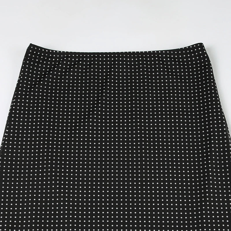 Aiertu  Patchwork Polka Dot Skirt Basic All-match Streetwear Layered Long Straight Skirt Y2K Casual Fashion Outfits Aiertu