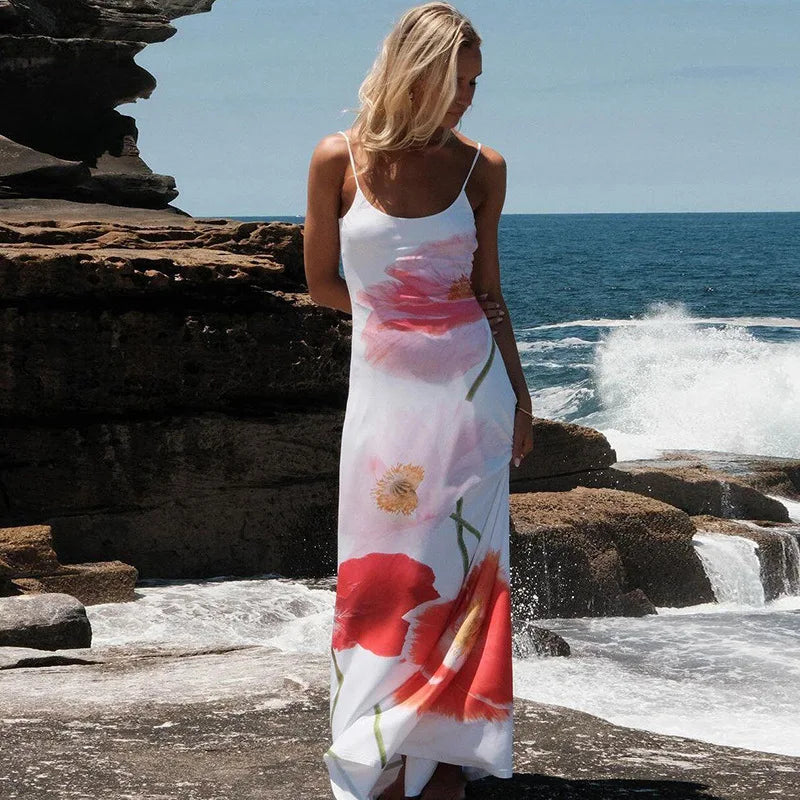 Aiertu  -  2025 New Trend Dress Women Sexy Summer Flowers Camis Sleeveless Soft Stretch Sweet Maxi Bodycon Skinny Elastic Vestidos Aiertu