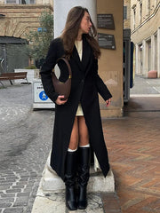 Aiertu  Elegant Women's Long Blazer Coats Slim Lapel One Button Full Sleeve Female Suit Jacket 2025 Spring Lady Street Commute Outerwear Aiertu