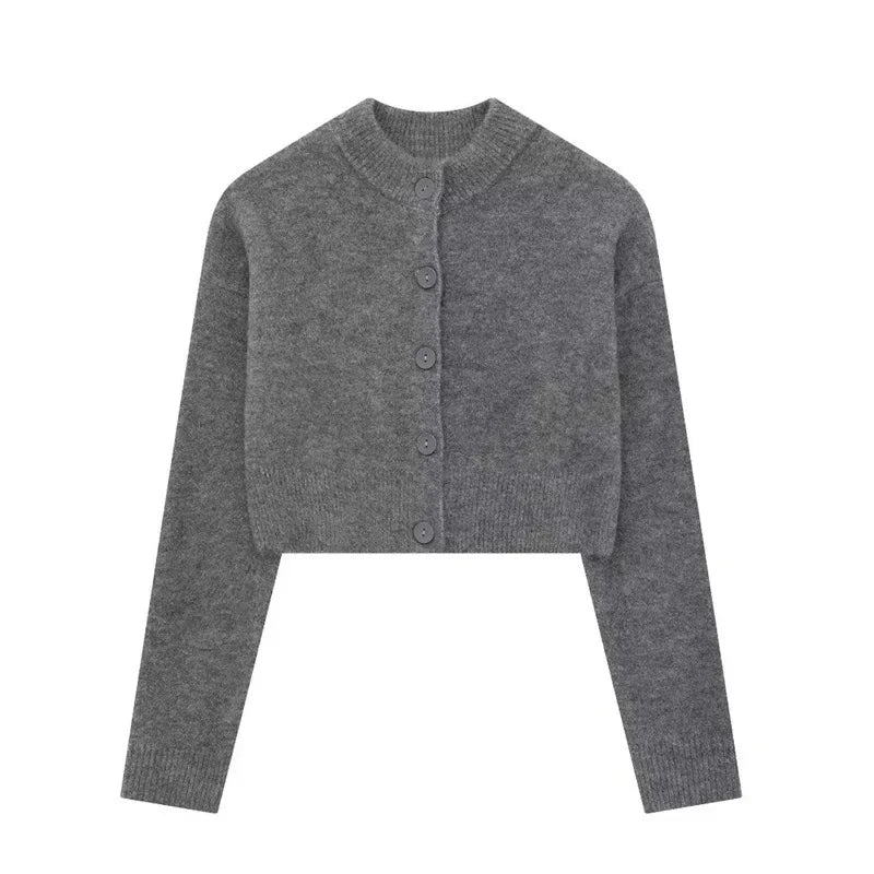 Aiertu  -  Casual Solid Knitted Women Cardigan Sweater O-neck Single Breasted Female Crop Jackets 2025 Spring New Fashion Lady Sweaters Aiertu