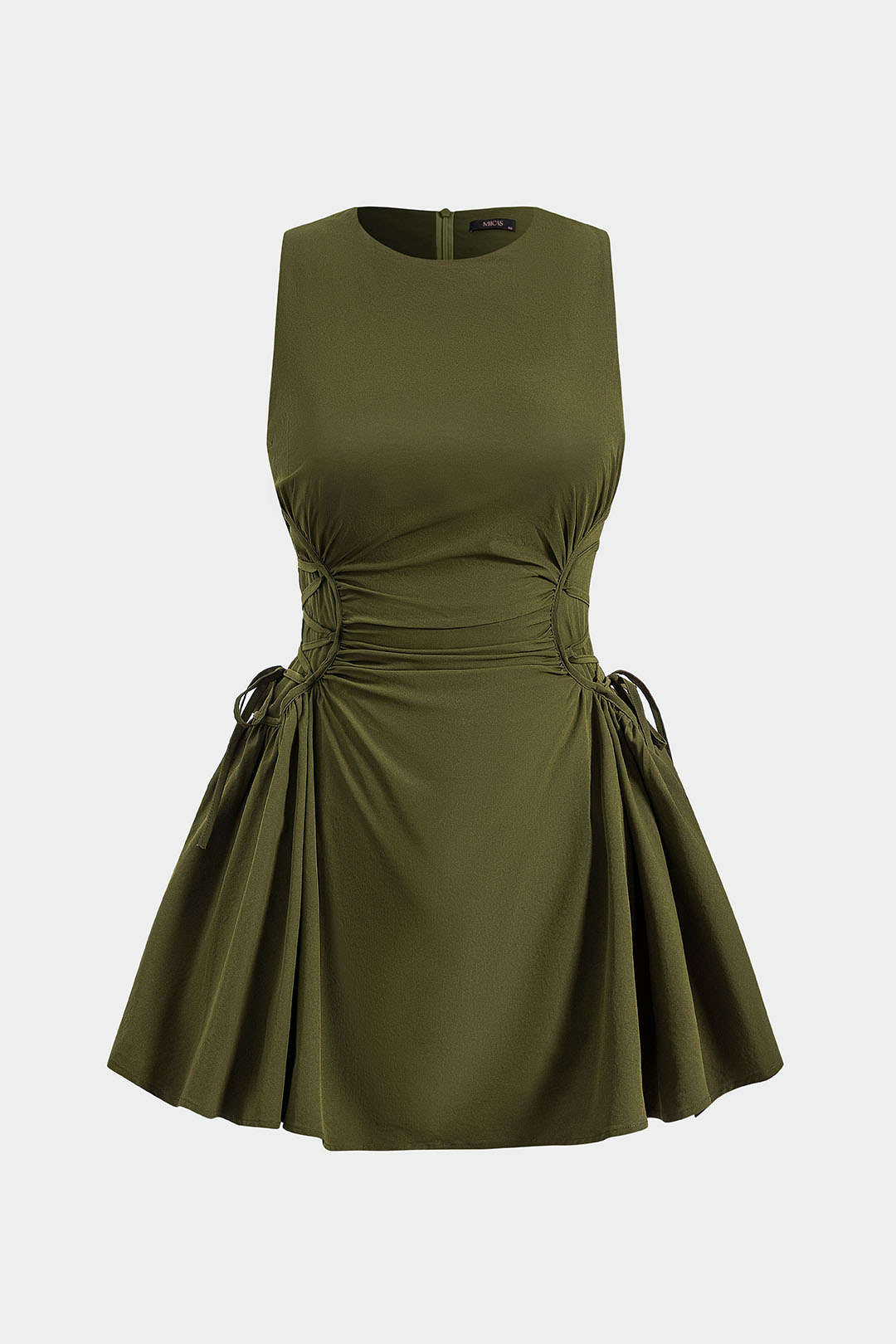 Aiertu  Ruched Strappy Zipper Sleeveless Mini Dress Aiertu
