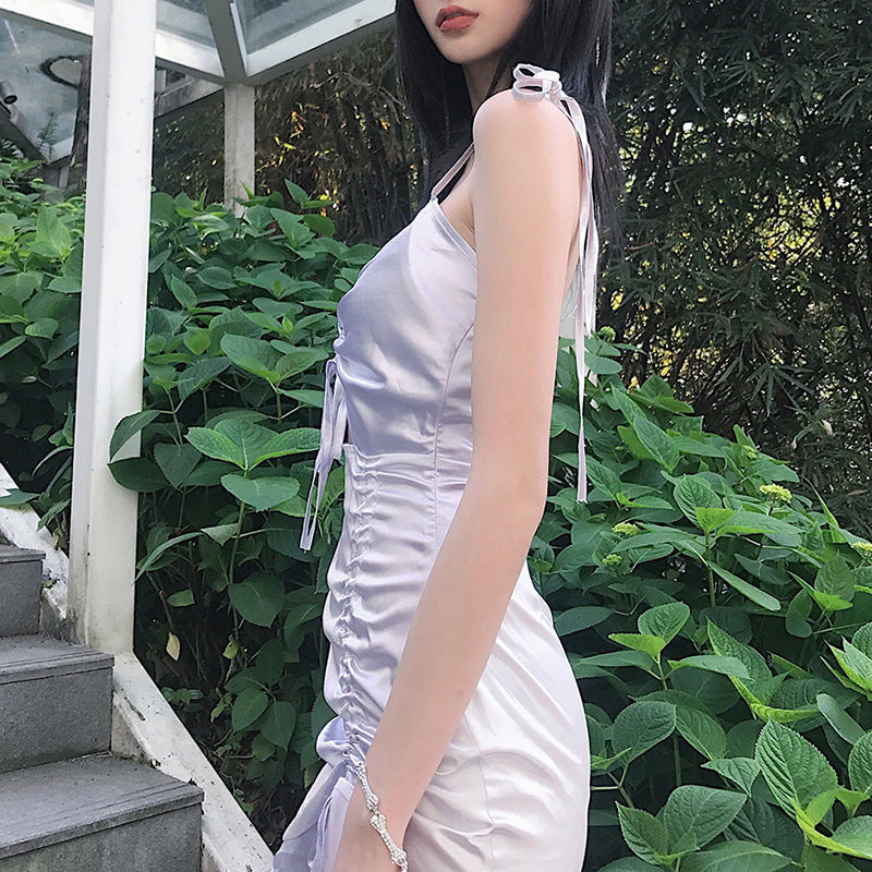 Aiertu - Strap bow knot V-neck dress Aiertu